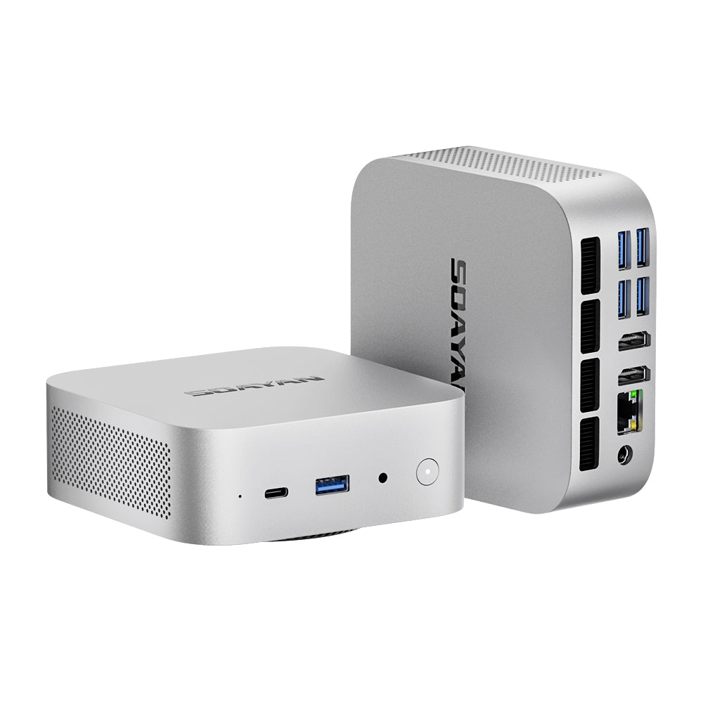 SOAYAN-MQi Mini PC, Intel CPU, LPDDR5/DDR4/DDR5, Triple 4K Display, Windows 11 Pro