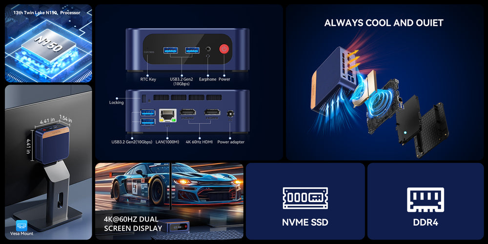 SOAYAN-N1 Mini PC with Windows 11, N150 & 16GB RAM & 512GB SSD - Compa